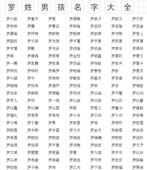 起名字大全男孩姓罗