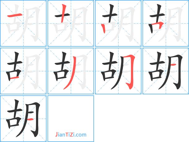 胡姓起名笔画五格配置