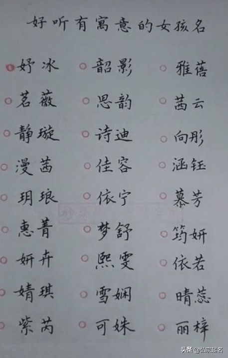 女孩子起名字寓意好的字有哪些